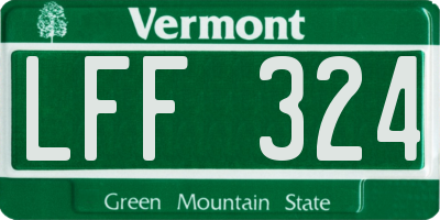 VT license plate LFF324