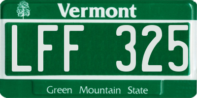VT license plate LFF325