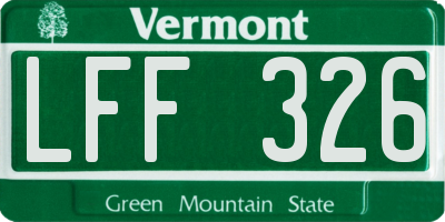 VT license plate LFF326