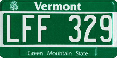VT license plate LFF329