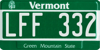 VT license plate LFF332