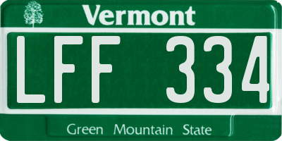 VT license plate LFF334