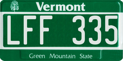 VT license plate LFF335