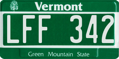 VT license plate LFF342
