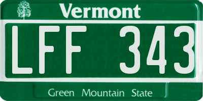 VT license plate LFF343