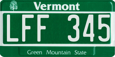 VT license plate LFF345