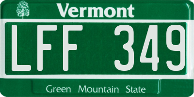 VT license plate LFF349