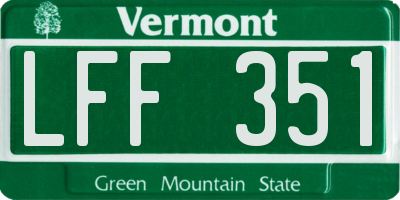 VT license plate LFF351