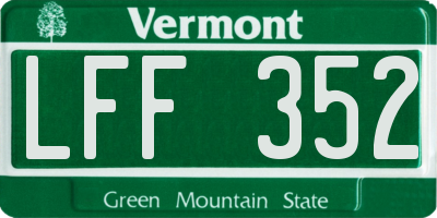 VT license plate LFF352