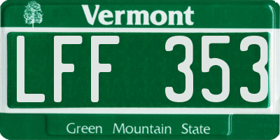 VT license plate LFF353