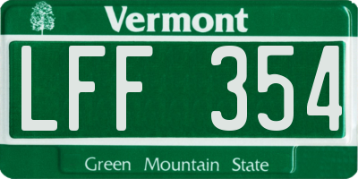 VT license plate LFF354