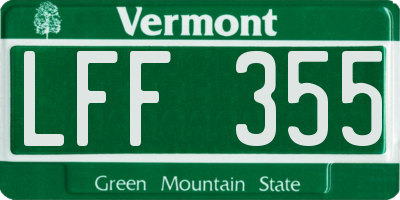 VT license plate LFF355