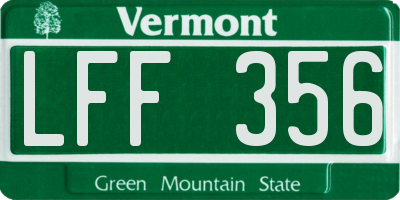 VT license plate LFF356