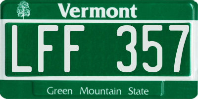 VT license plate LFF357