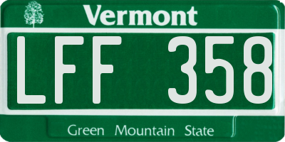 VT license plate LFF358