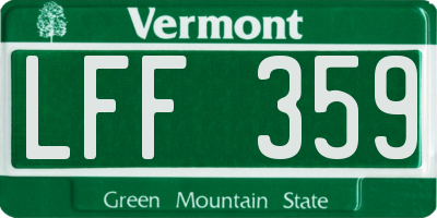 VT license plate LFF359