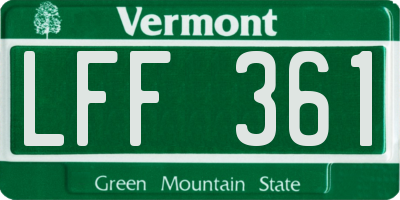 VT license plate LFF361