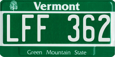VT license plate LFF362