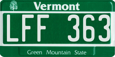 VT license plate LFF363