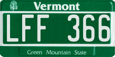 VT license plate LFF366