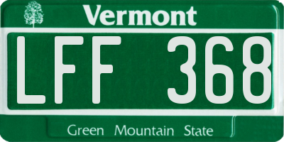VT license plate LFF368