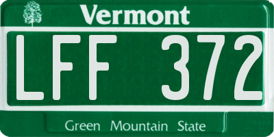 VT license plate LFF372