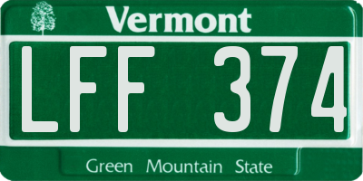 VT license plate LFF374