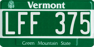 VT license plate LFF375