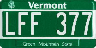 VT license plate LFF377