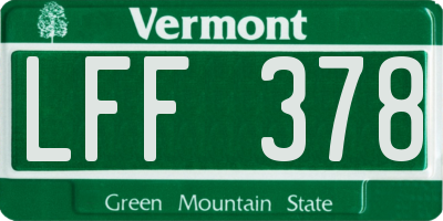 VT license plate LFF378