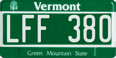 VT license plate LFF380