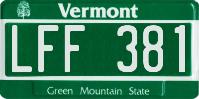 VT license plate LFF381