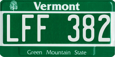 VT license plate LFF382