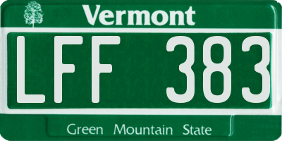VT license plate LFF383