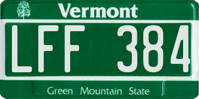 VT license plate LFF384