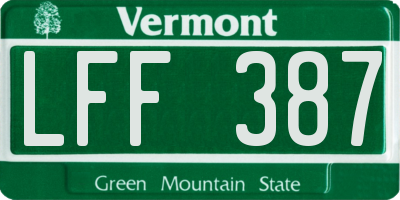 VT license plate LFF387