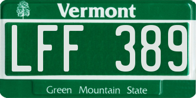 VT license plate LFF389