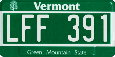 VT license plate LFF391