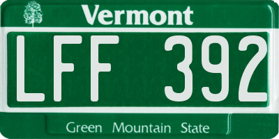 VT license plate LFF392