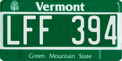VT license plate LFF394