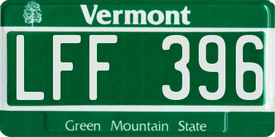 VT license plate LFF396