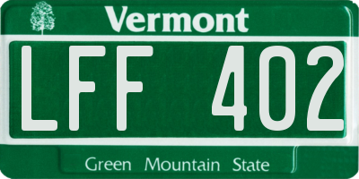 VT license plate LFF402