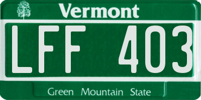 VT license plate LFF403