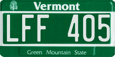 VT license plate LFF405