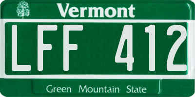 VT license plate LFF412