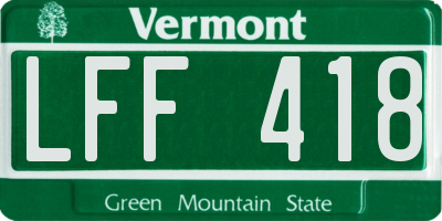 VT license plate LFF418