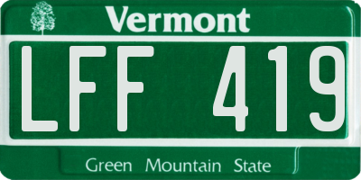 VT license plate LFF419
