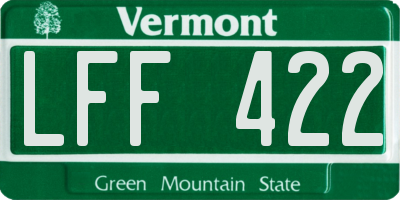 VT license plate LFF422