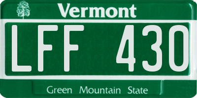 VT license plate LFF430
