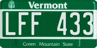 VT license plate LFF433